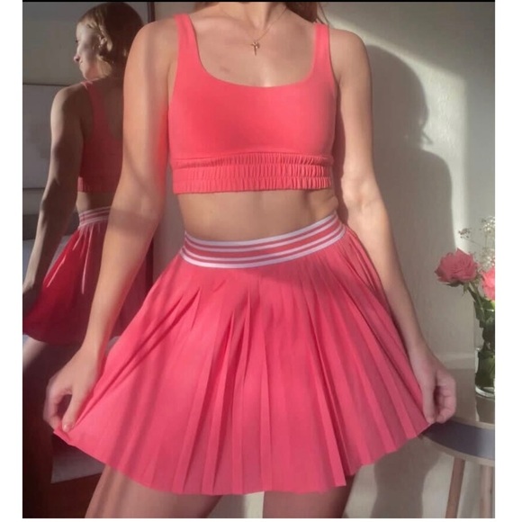 Eleven By Venus Williams Candy Dreams Pleated Varsity Tennis Skirt Coral - Picture 1 of 11